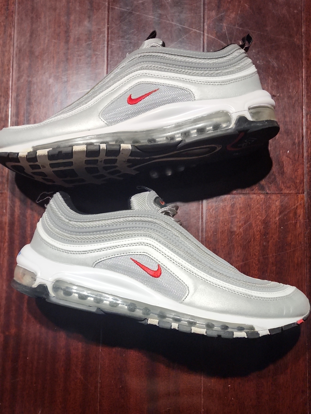 Nike Air Max 97 OG Silver Bullet 2022  Metallic Silver University Red Sz 11